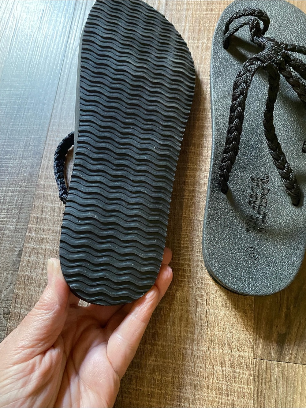 Black Rope-Strap Women's Sandals - Picture 4 of 5